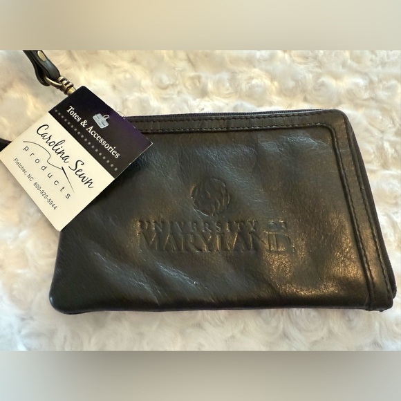 Black Leather University of Maryland Pouch - Picture 1 of 6